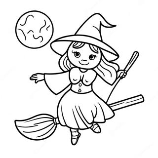 Halaman Mewarnai Penyihir Menawan Di Atas Sapu 108724-45605