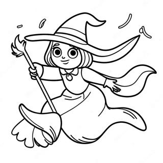 Halaman Mewarnai Penyihir Menawan Di Atas Sapu 108724-45606