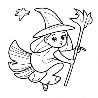 Halaman Mewarnai Penyihir Menawan Di Atas Sapu 108724-45607