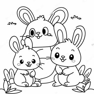 Halaman Mewarnai Keluarga Kelinci Cerah 108750 45627