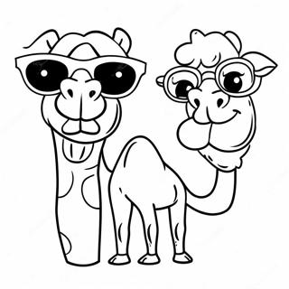 Halaman Mewarnai Unta Lucu Dengan Kacamata Hitam 108776-45646