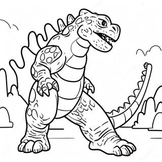 Halaman Mewarnai Godzilla Vs Monster 109471 46249