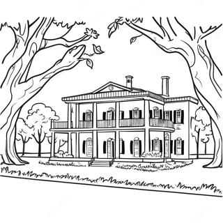 Halaman Mewarnai Rumah Perkebunan Louisiana Yang Menawan 109675 46405