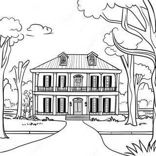 Halaman Mewarnai Rumah Perkebunan Louisiana Yang Menawan 109675 46406