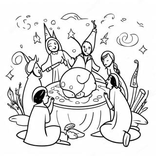 Halaman Mewarnai Adegan Ritual Pagan Yang Fantastis 109752-46466