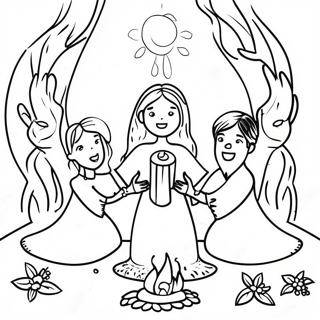 Halaman Mewarnai Adegan Ritual Pagan Yang Fantastis 109752-46467