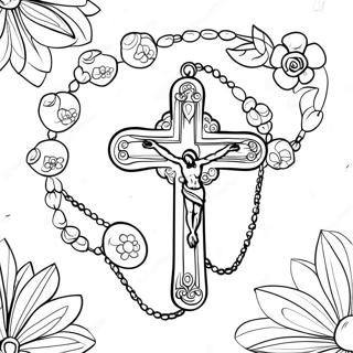 Halaman Mewarnai Rosario Indah Dengan Bunga 110625-47140