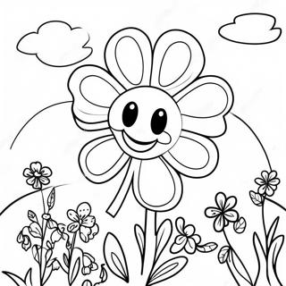 Halaman Mewarnai Semanggi 4 H Besar Dengan Wajah Tersenyum 110651-47162