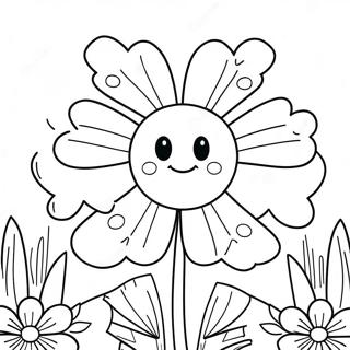 Halaman Mewarnai Semanggi 4 H Besar Dengan Wajah Tersenyum 110651-47164