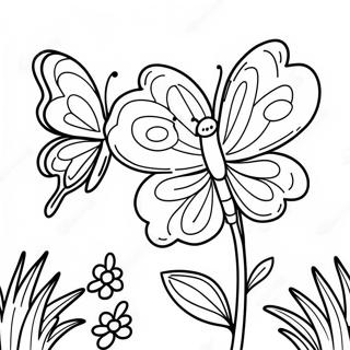 Halaman Mewarnai Semanggi 4 H Dengan Kupu Kupu 110652-47165