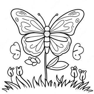 Halaman Mewarnai Semanggi 4 H Dengan Kupu Kupu 110652-47166