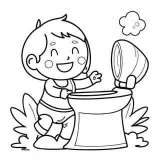 Halaman Mewarnai Anak Bahagia Latihan Toilet 110728 47227