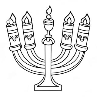 Halaman Mewarnai Menorah Hanukkah Yang Ceria 110935 47386
