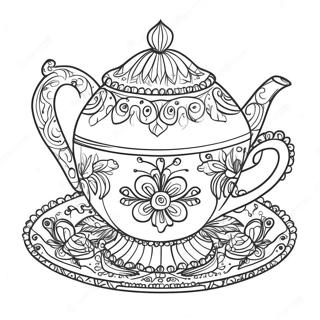 Halaman Mewarnai Cangkir Teh Mewah Dengan Piring 111450 47805