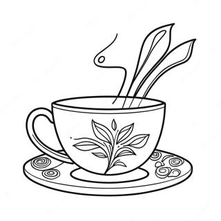 Halaman Mewarnai Cangkir Teh Mewah Dengan Piring 111450-47808