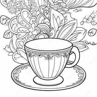 Halaman Mewarnai Cangkir Teh Vintage 111452 47815