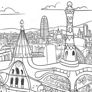 Halaman Mewarnai Pemandangan Barcelona Yang Berwarna Warni 111782-48063