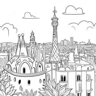 Halaman Mewarnai Pemandangan Barcelona Yang Berwarna Warni 111782-48064