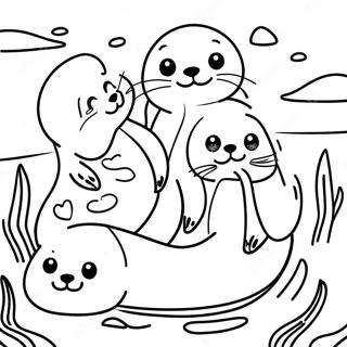Halaman Mewarnai Keluarga Berang Berang Laut Yang Ceria 112218 48407