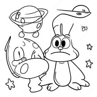 Halaman Mewarnai Ren Dan Stimpy Di Luar Angkasa 112833 48892
