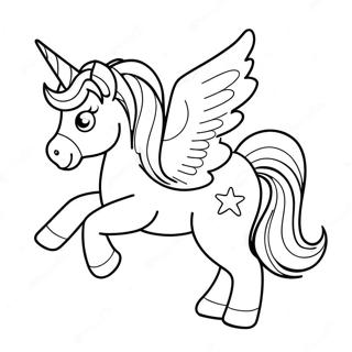 Halaman Mewarnai Unicorn Pelangi Yang Ceria 112911-49073