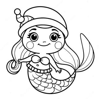 Putri Duyung Dengan Topi Santa Halaman Mewarnai 113604-49612