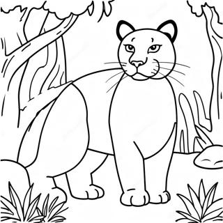 Halaman Mewarnai Puma Megah Di Hutan 113654-49643