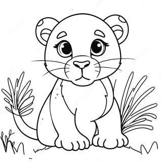 Halaman Mewarnai Anak Puma Yang Ceria 113655-49645