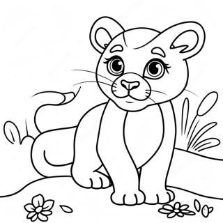 Halaman Mewarnai Anak Puma Yang Ceria 113655-49646