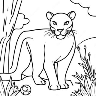 Halaman Mewarnai Puma Anggun Yang Mengintai Mangsa 113656-49650