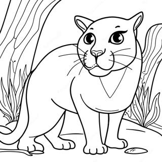 Halaman Mewarnai Puma Anggun Yang Mengintai Mangsa 113656-49651