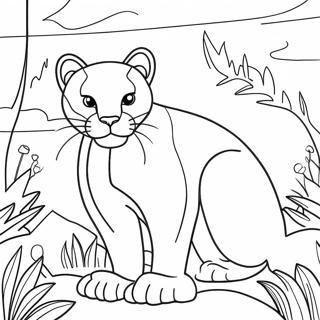 Halaman Mewarnai Puma Dengan Latar Belakang Cerah 113657-49653