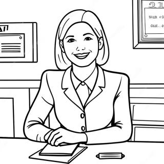 Halaman Mewarnai Teller Bank Yang Ramah 113708-49690