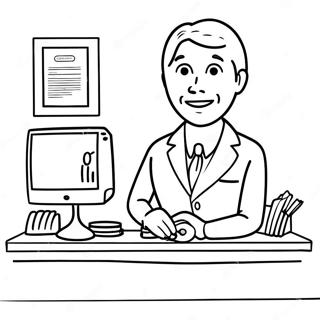 Halaman Mewarnai Teller Bank Yang Ramah 113708-49691