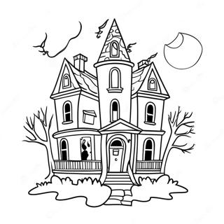 Halaman Mewarnai Rumah Hantu Menyeramkan Dengan Hantu 114041 49944
