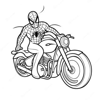 Halaman Mewarnai Spiderman Mengendarai Sepeda Motor 114373-50199