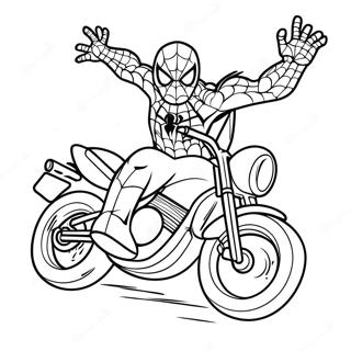 Halaman Mewarnai Spiderman Melakukan Stunt Di Sepeda Motor 114377-50216