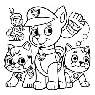 Halaman Mewarnai Ryder Dengan Teman Teman Paw Patrolnya 114632-50402