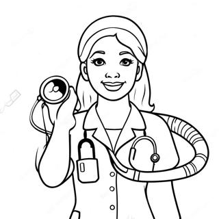 Halaman Mewarnai Perawat Berani Dengan Stetoskop 114762-50507
