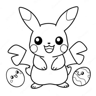 Halaman Mewarnai Pikachu Bahagia Dengan Telur Paskah 115202-50851