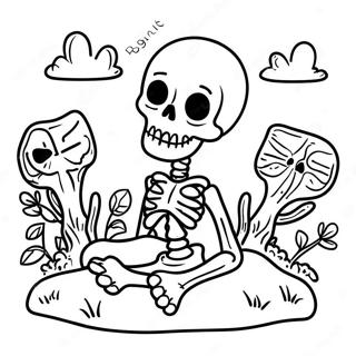 Halaman Mewarnai Tulang Kering Imut Di Pemakaman 115511-51085