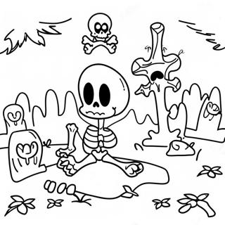 Halaman Mewarnai Tulang Kering Imut Di Pemakaman 115511-51087