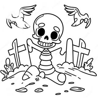 Halaman Mewarnai Tulang Kering Imut Di Pemakaman 115511-51088