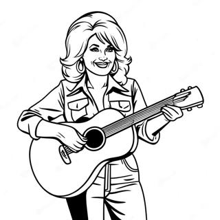 Halaman Mewarnai Dolly Parton Dengan Gitar 115614-51165