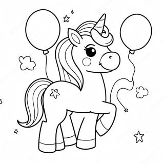 Unicorn Ulang Tahun Bahagia Dengan Balon Halaman Mewarnai 116311 51707