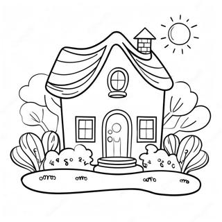 Halaman Mewarnai Rumah Imut Dengan Taman 117211-52565