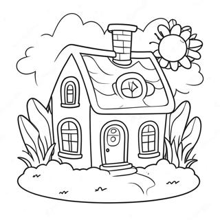 Halaman Mewarnai Rumah Imut Dengan Taman 117211-52566