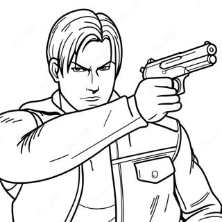 Halaman Mewarnai Leon S Kennedy Dalam Aksi 118064 53218