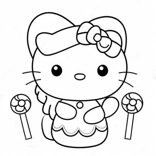 Halaman Mewarnai Hello Kitty Ceria Dengan Tongkat Permen 118220-53347