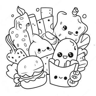 Halaman Mewarnai Doodle Makanan Kawaii Yang Menawan 118884 53970